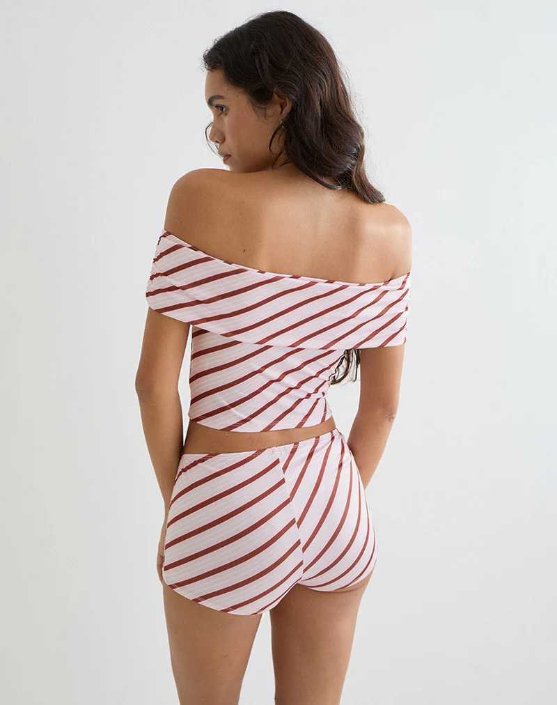 Ciana Hot Pants in Diagonal Stripe Pink - Image 5
