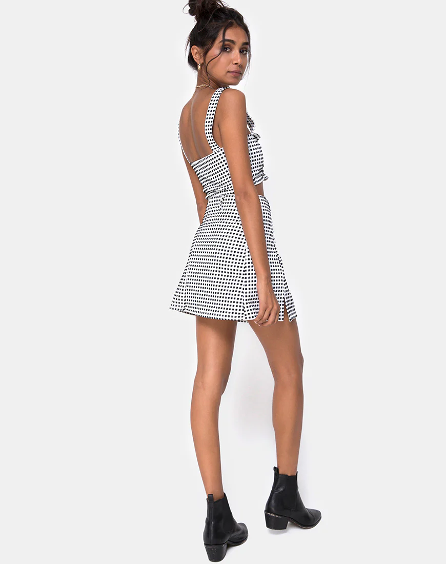 Ciara Top in Gingham Ivory Black - Image 4