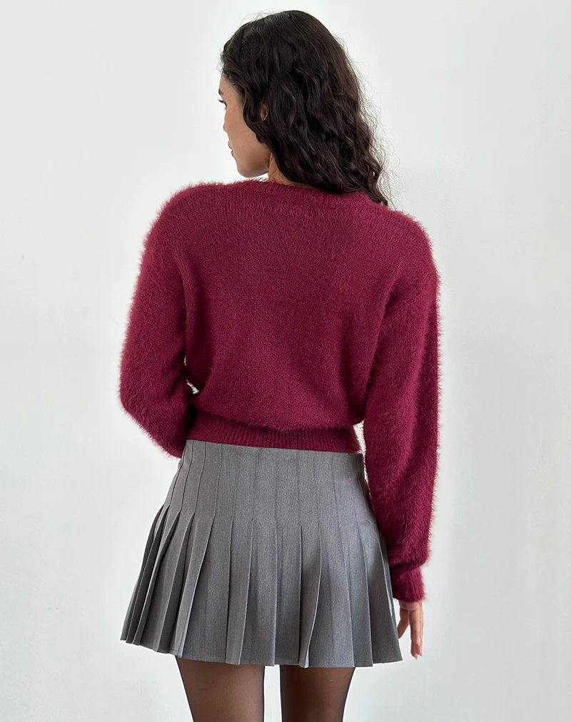 Cida Pleated Mini Skirt in Dark Charcoal - Image 4