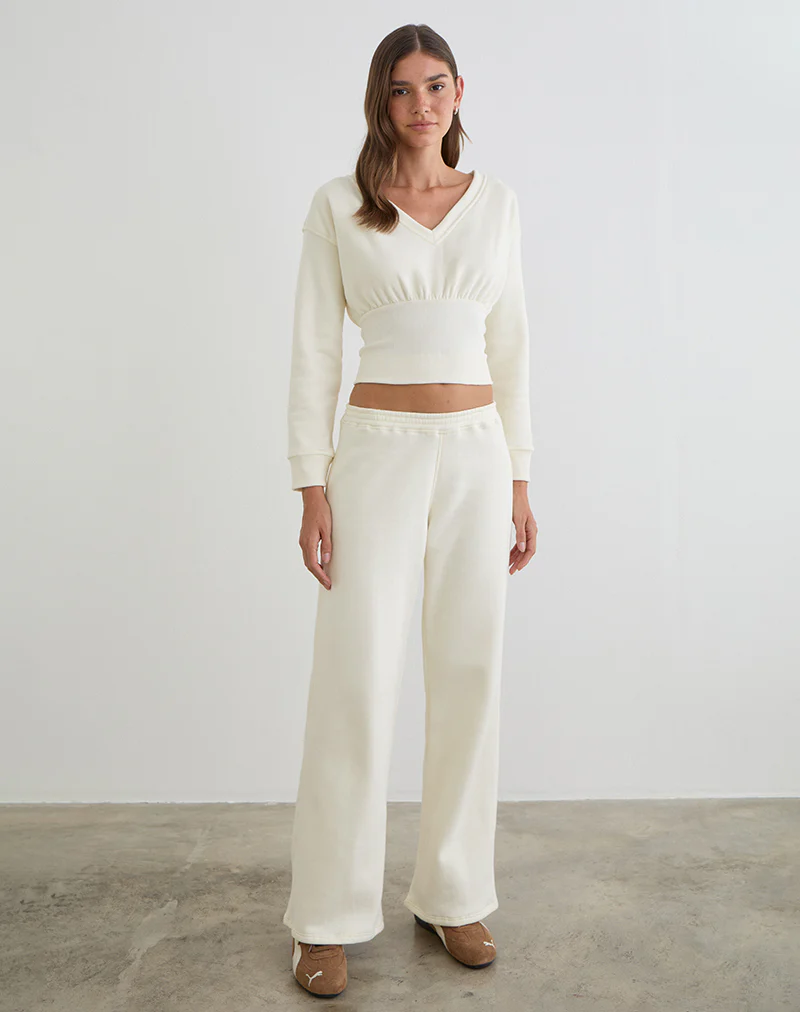 Cille Loose Jogger in Fleece Winter White - Image 3