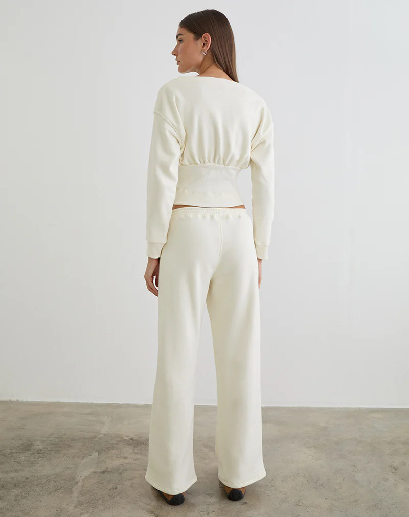 Cille Loose Jogger in Fleece Winter White - Image 4