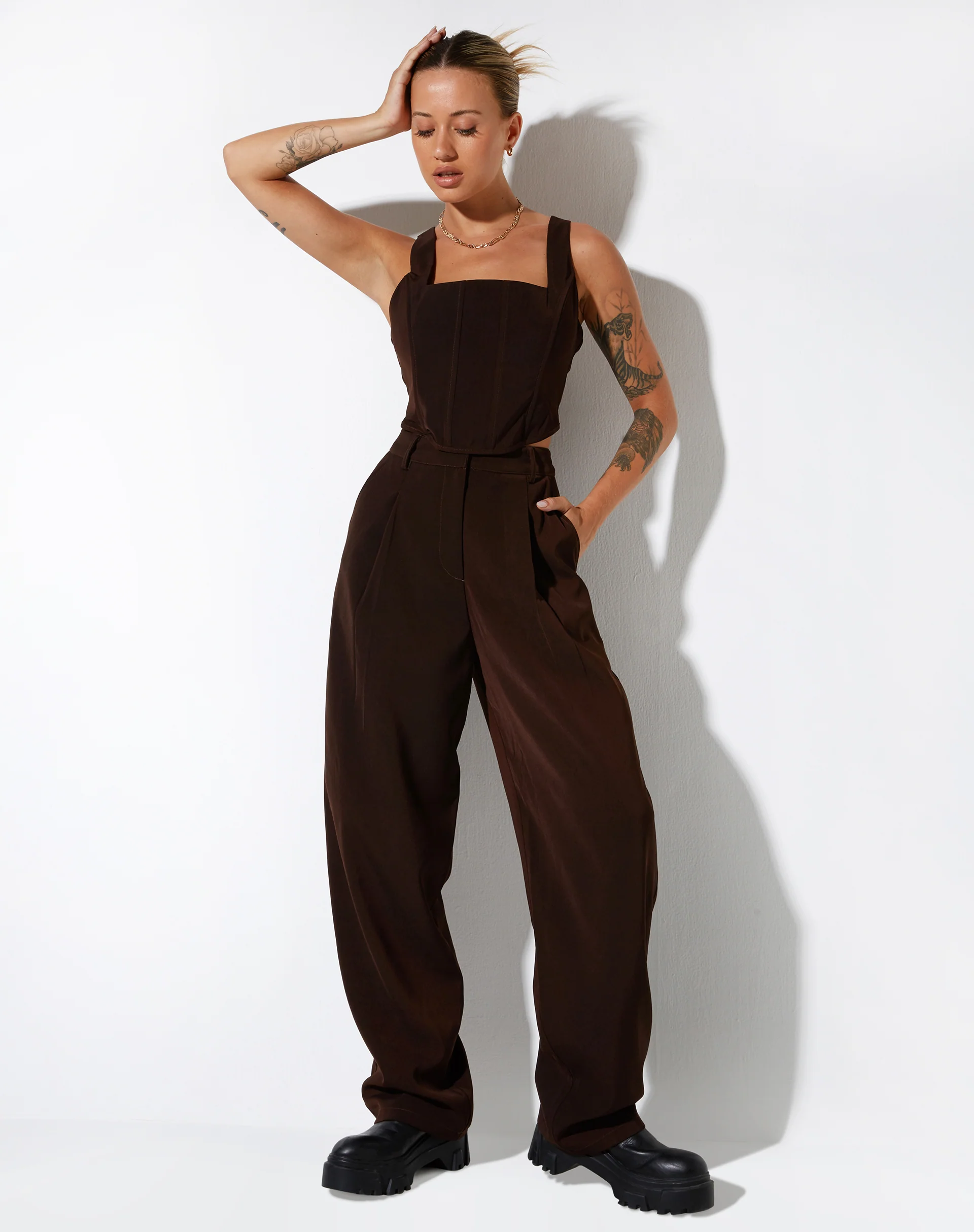 Cimo Trouser in Tailoring Dark Chocolate - Image 4