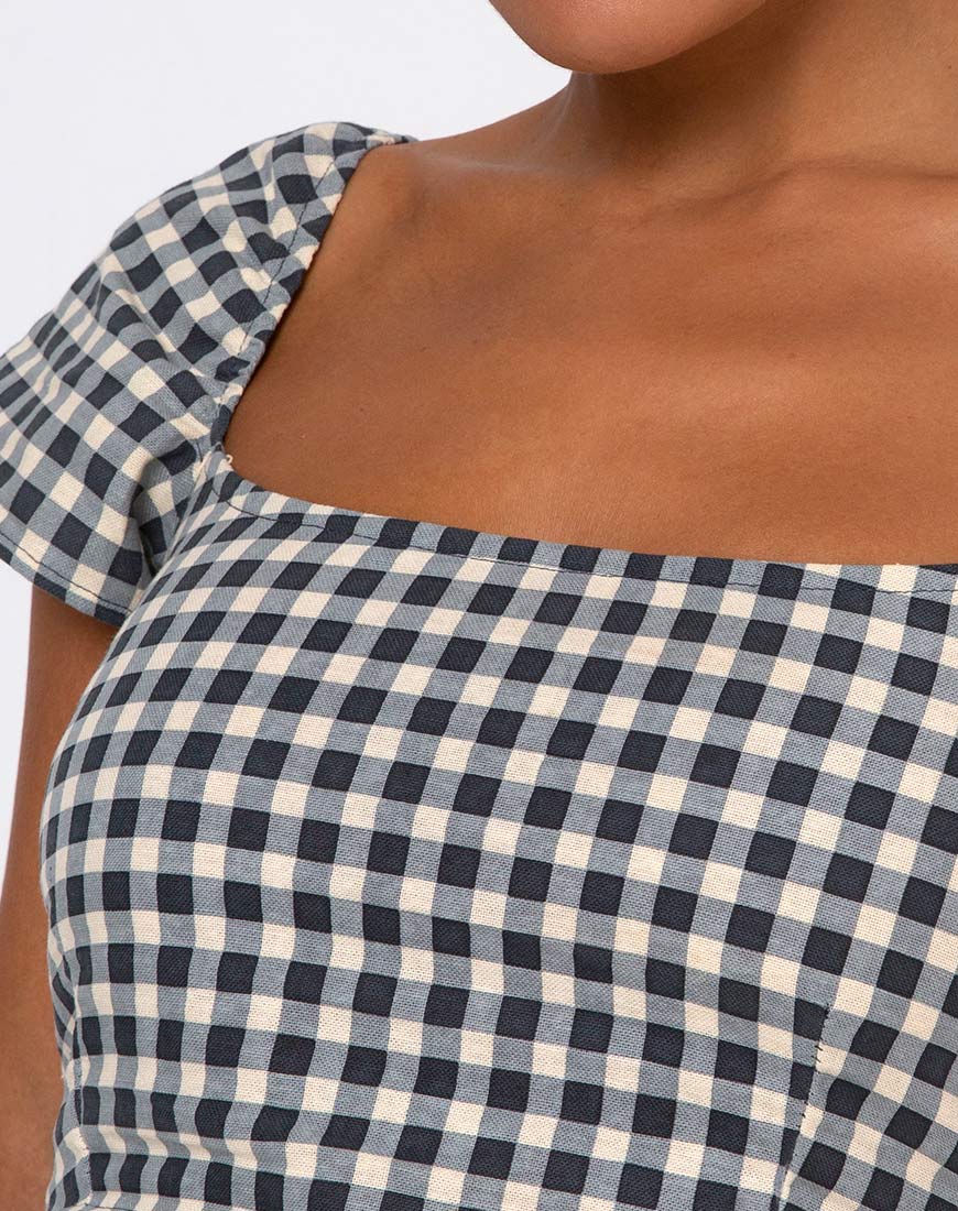 Cindy Crop Top in Gingham Cream - Image 5