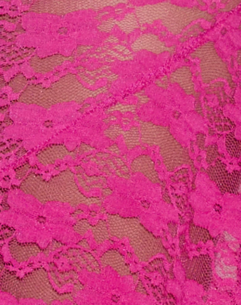 Cinta Low Rise Midi Skirt in Orchid Lace Hot Pink - Image 5
