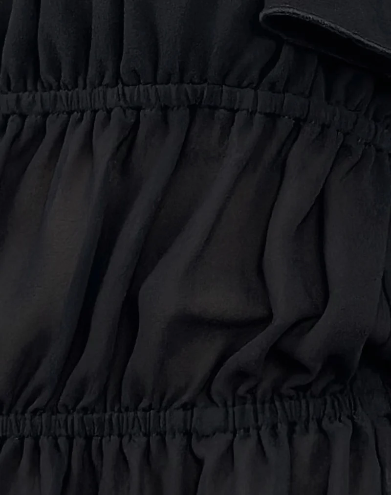 Cintan Tie Front Top in Black - Image 6