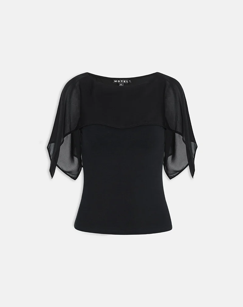 Cirata Top in Rayon Jersey Chiffon Black - Image 5