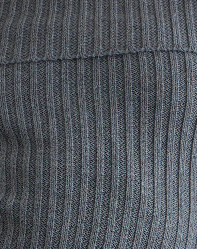 Circe Knitted Bardot Top in Grey - Image 7