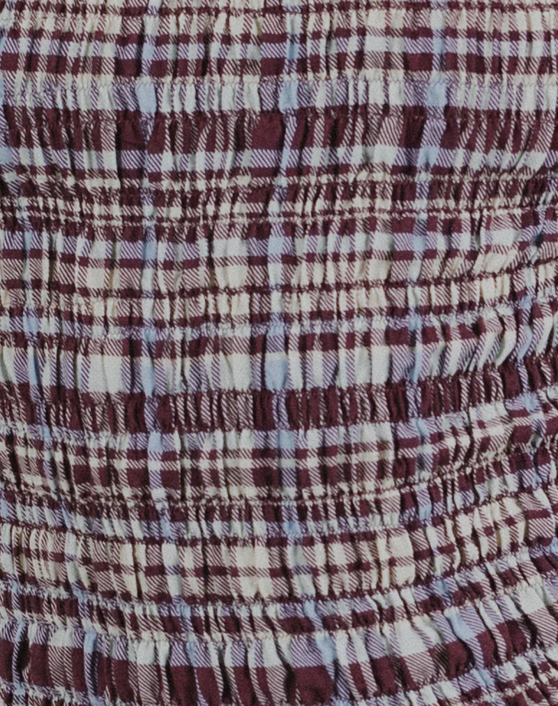 Ciripa Shirred Sleeveless Top in Multi Check Brown - Image 5