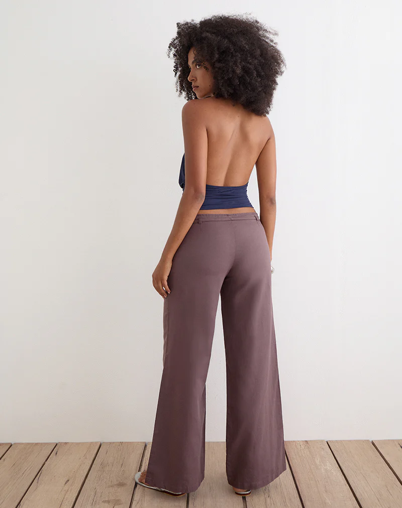 Cisaw Trouser in Linen Deep Taupe Brown - Image 4