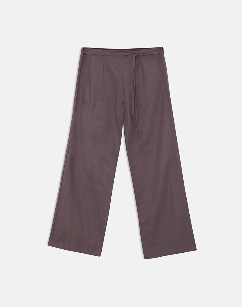 Cisaw Trouser in Linen Deep Taupe Brown - Image 5