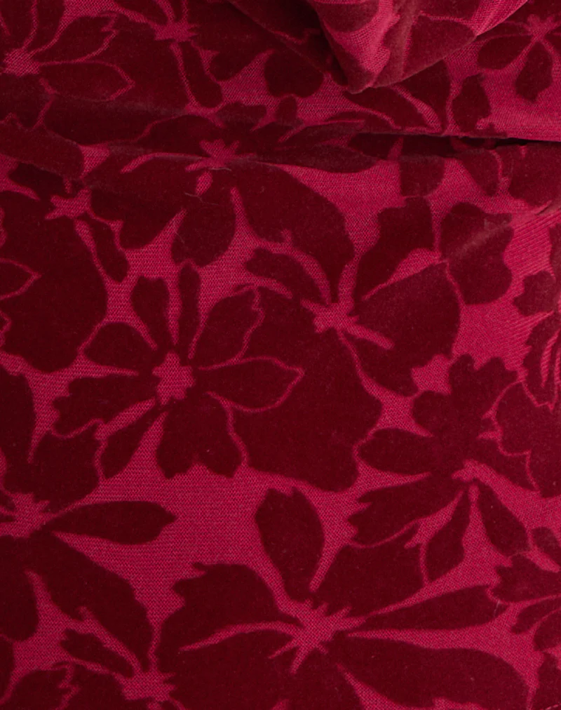 Clandy Cowl Top in Flocked Mesh Flower Cherry - Image 5