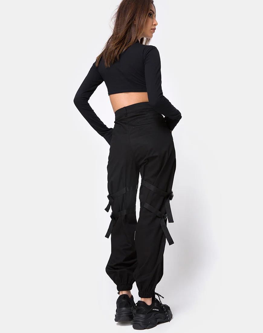 Clive Cargo Trouser in Black Buckle - Image 3