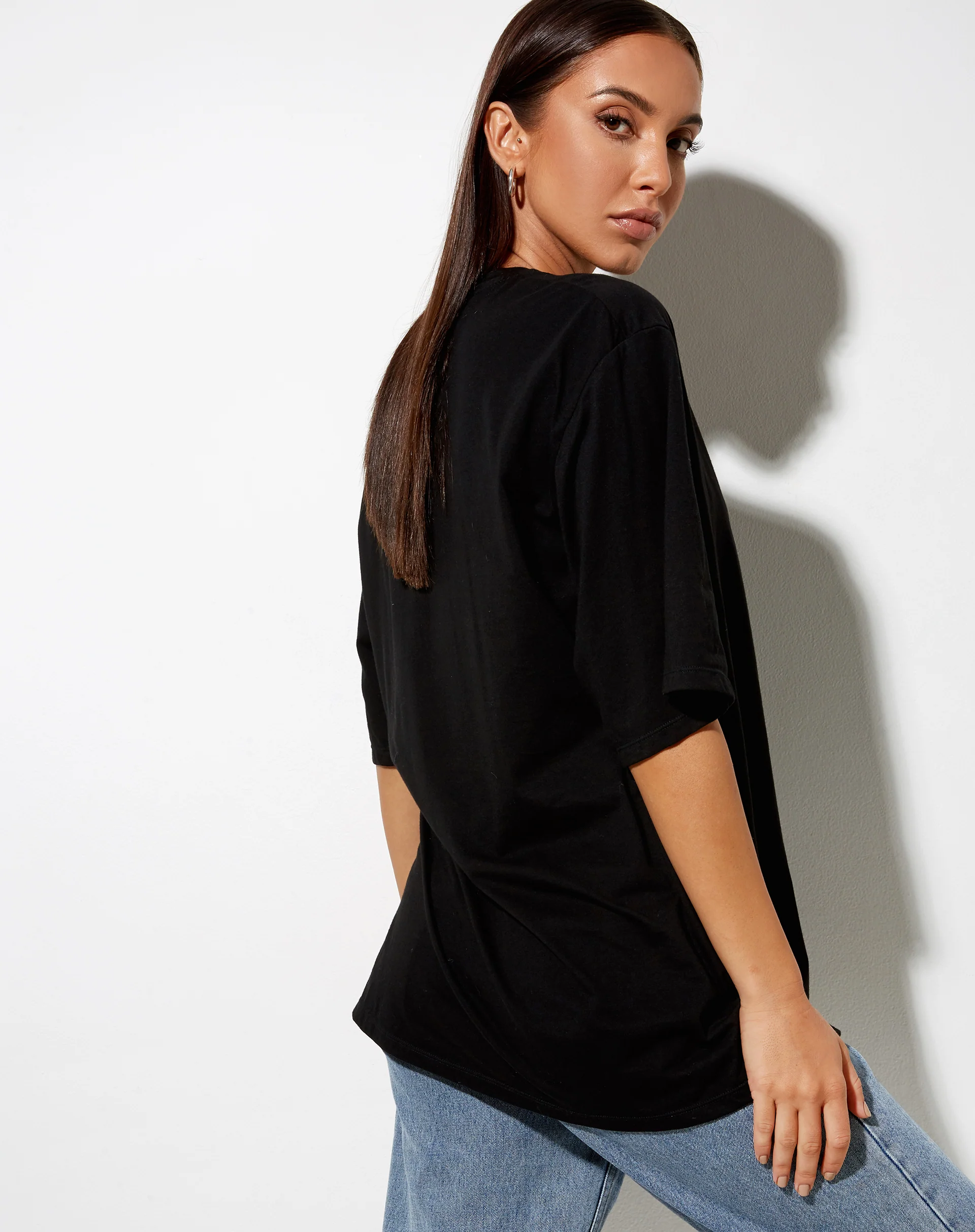 Cocoon Tee in Black Angelo Label Embro - Image 2