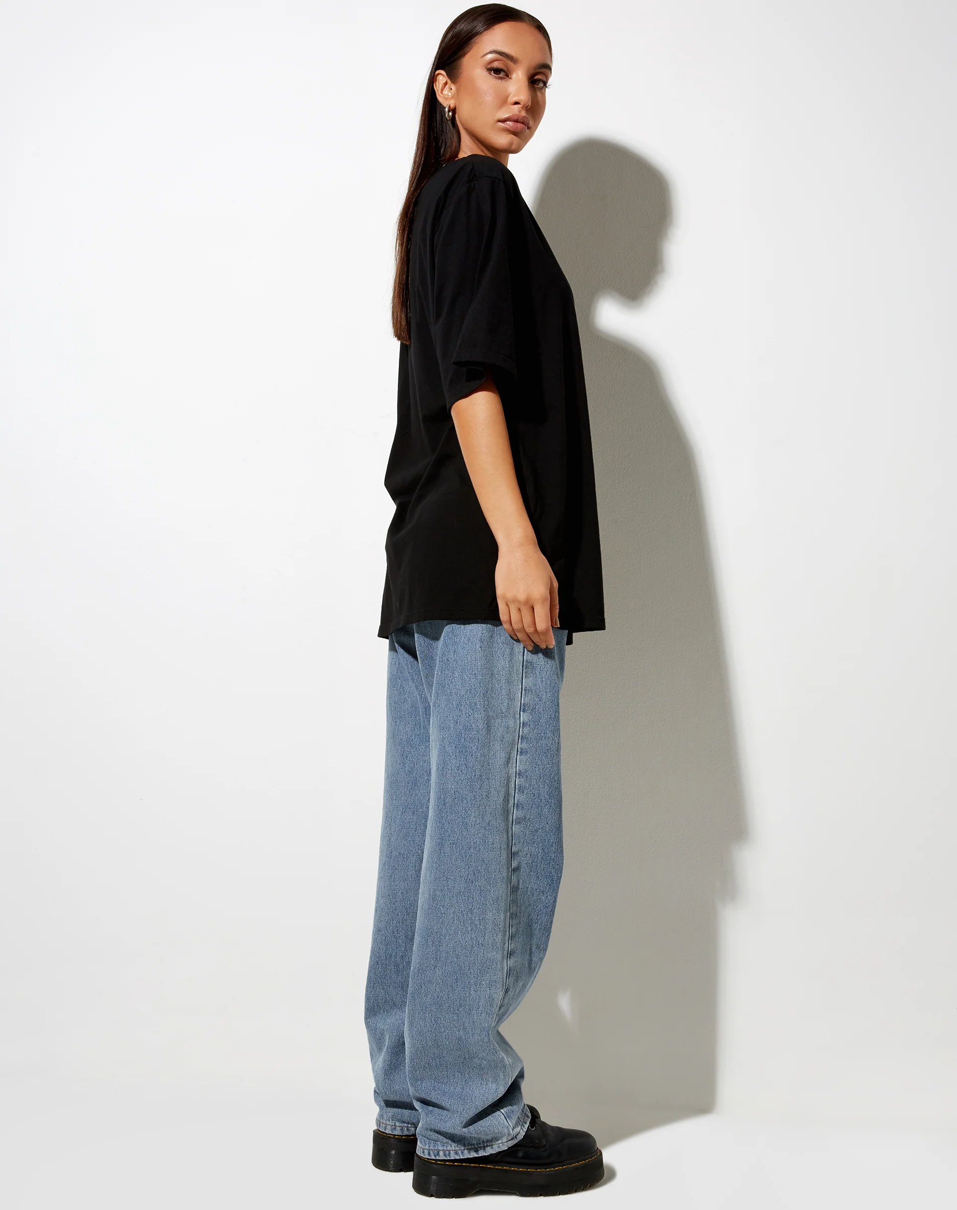 Cocoon Tee in Black Angelo Label Embro - Image 4
