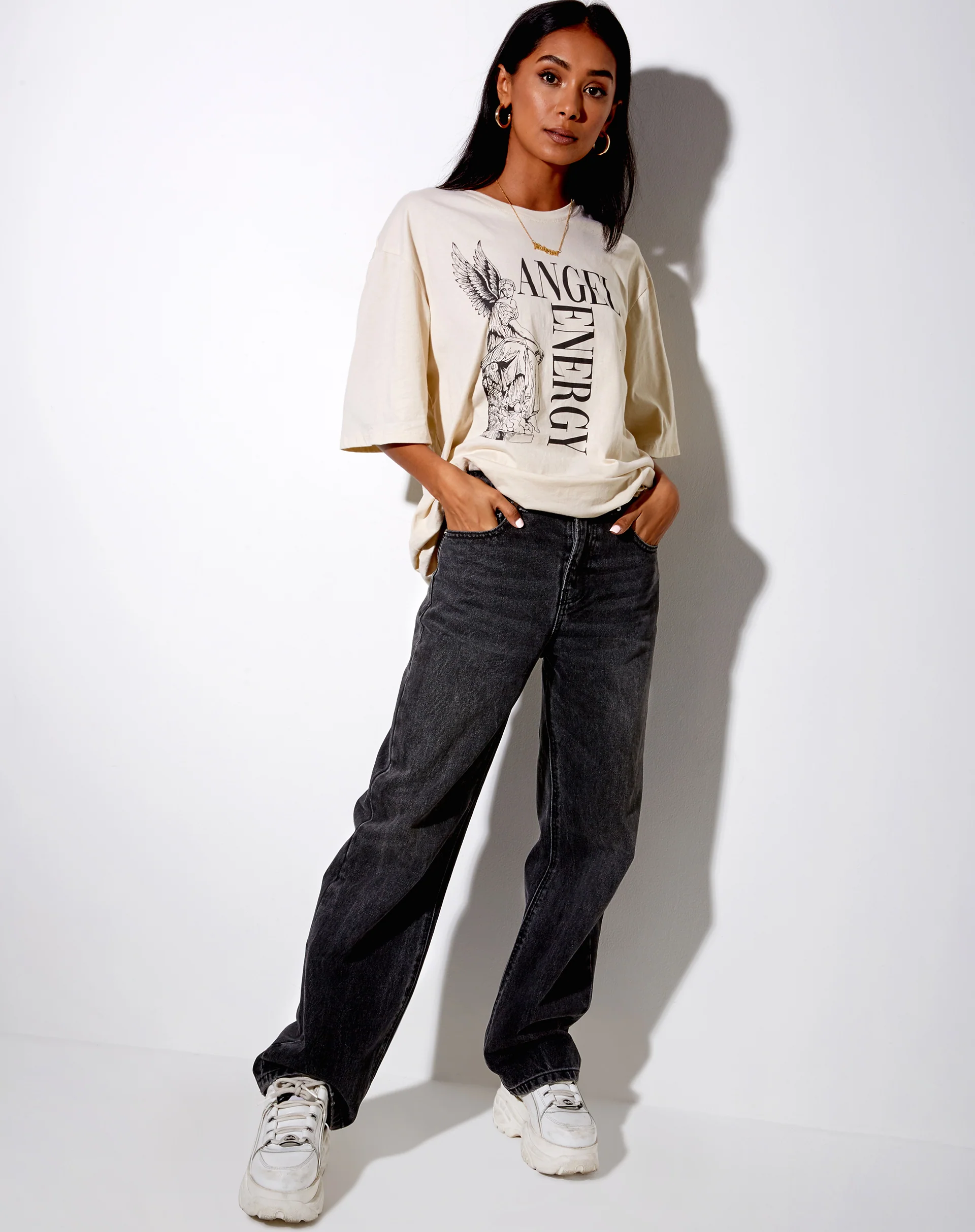 Cocoon Tee in Stone 'Angel Energy' - Image 4