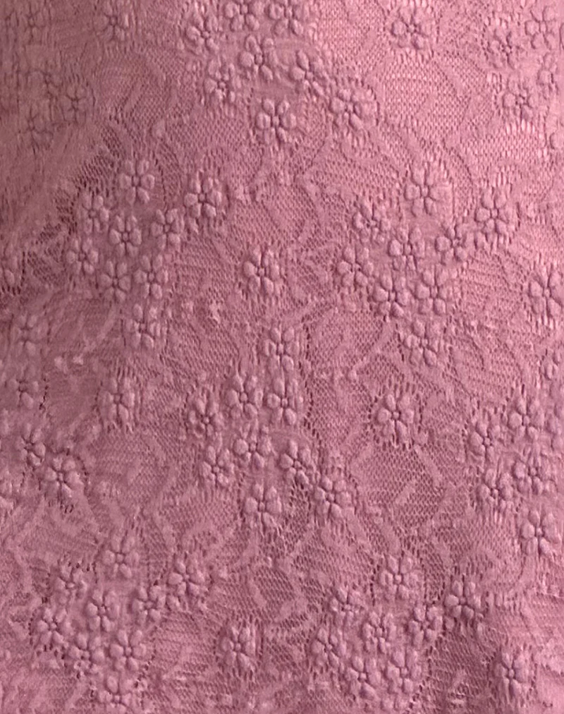 Codami Halterneck Mini Dress in Lace Dusty Rose - Image 6