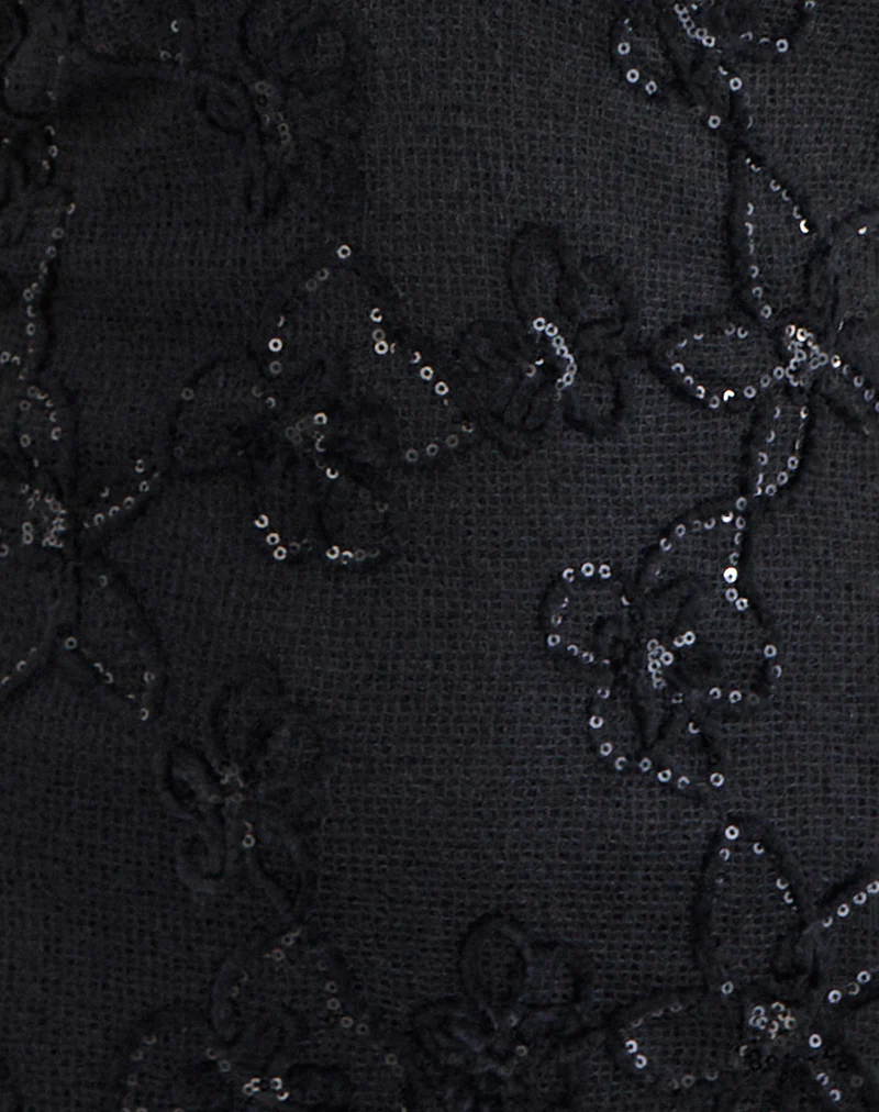 Codami Mini Dress in Sequin Knit Black - Image 7