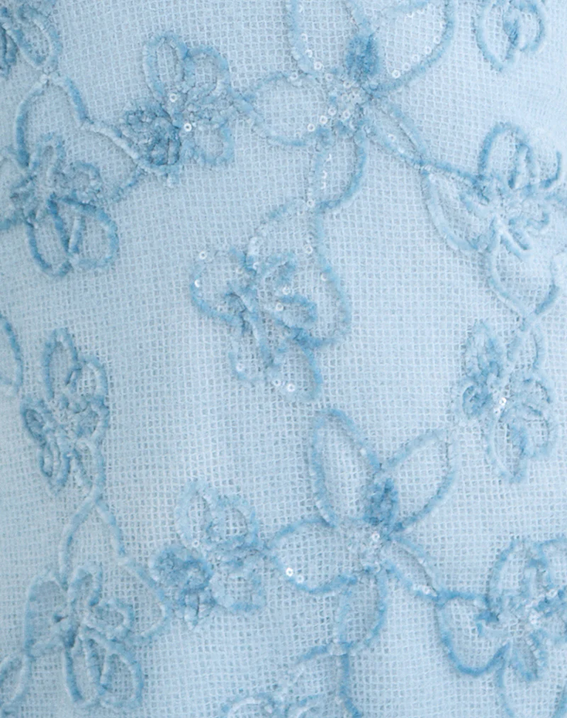 Codami Halterneck Mini Dress in Sequin Knit Pastel Blue - Image 5