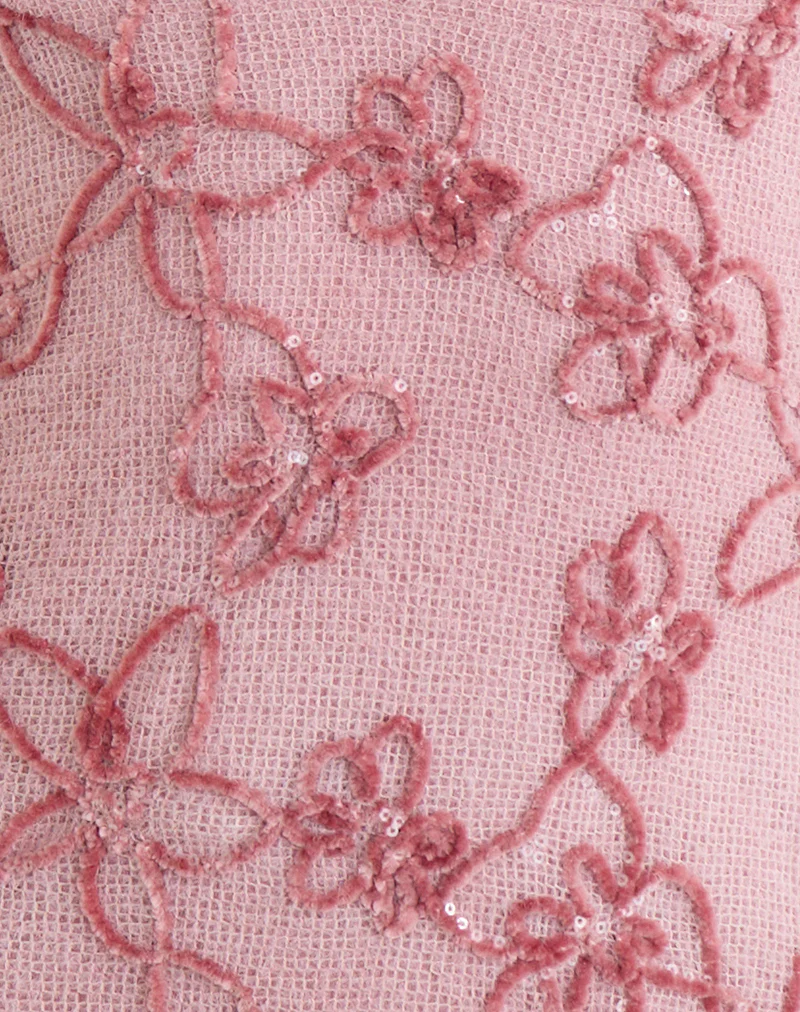 Codami Halterneck Mini Dress in Sequin Knit Pink - Image 5