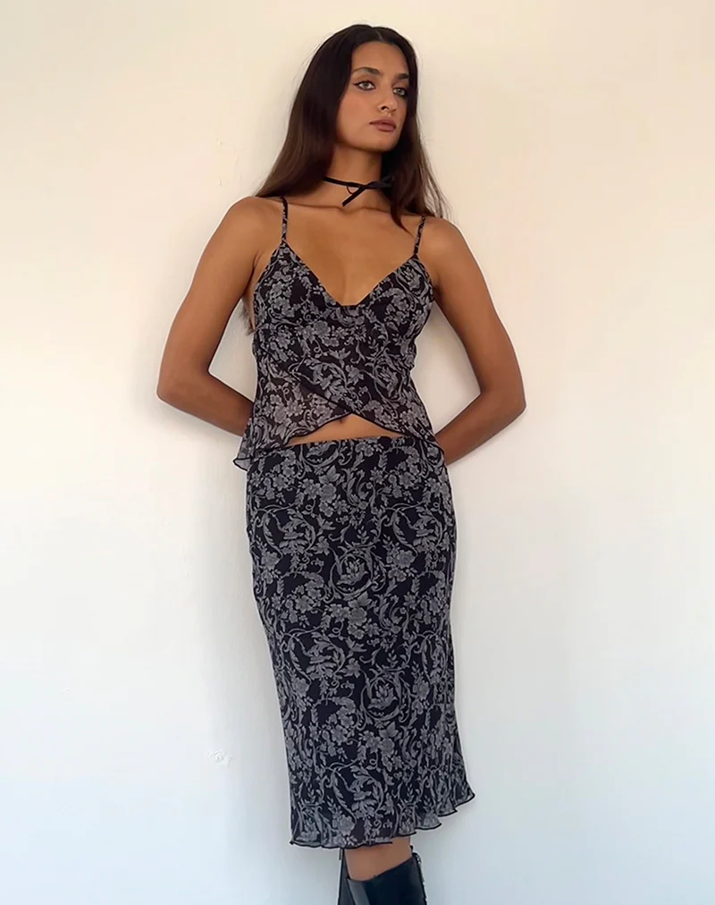 Cojira Mesh Butterfly Top in Black Baroque Print - Image 3