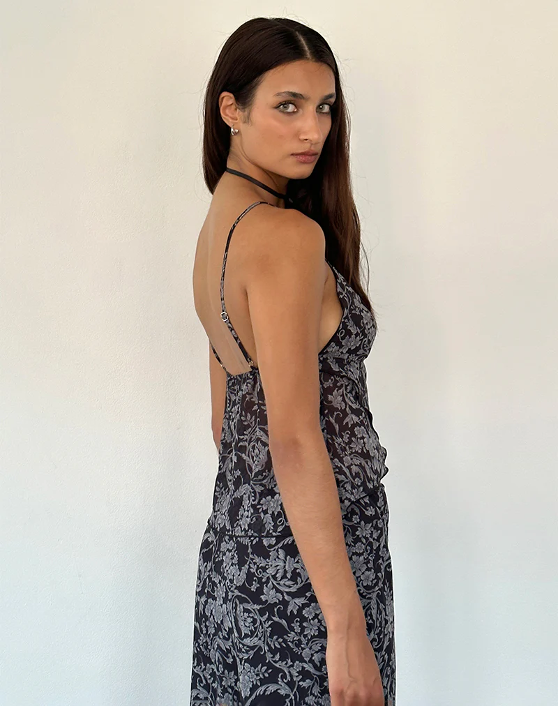 Cojira Mesh Butterfly Top in Black Baroque Print - Image 4