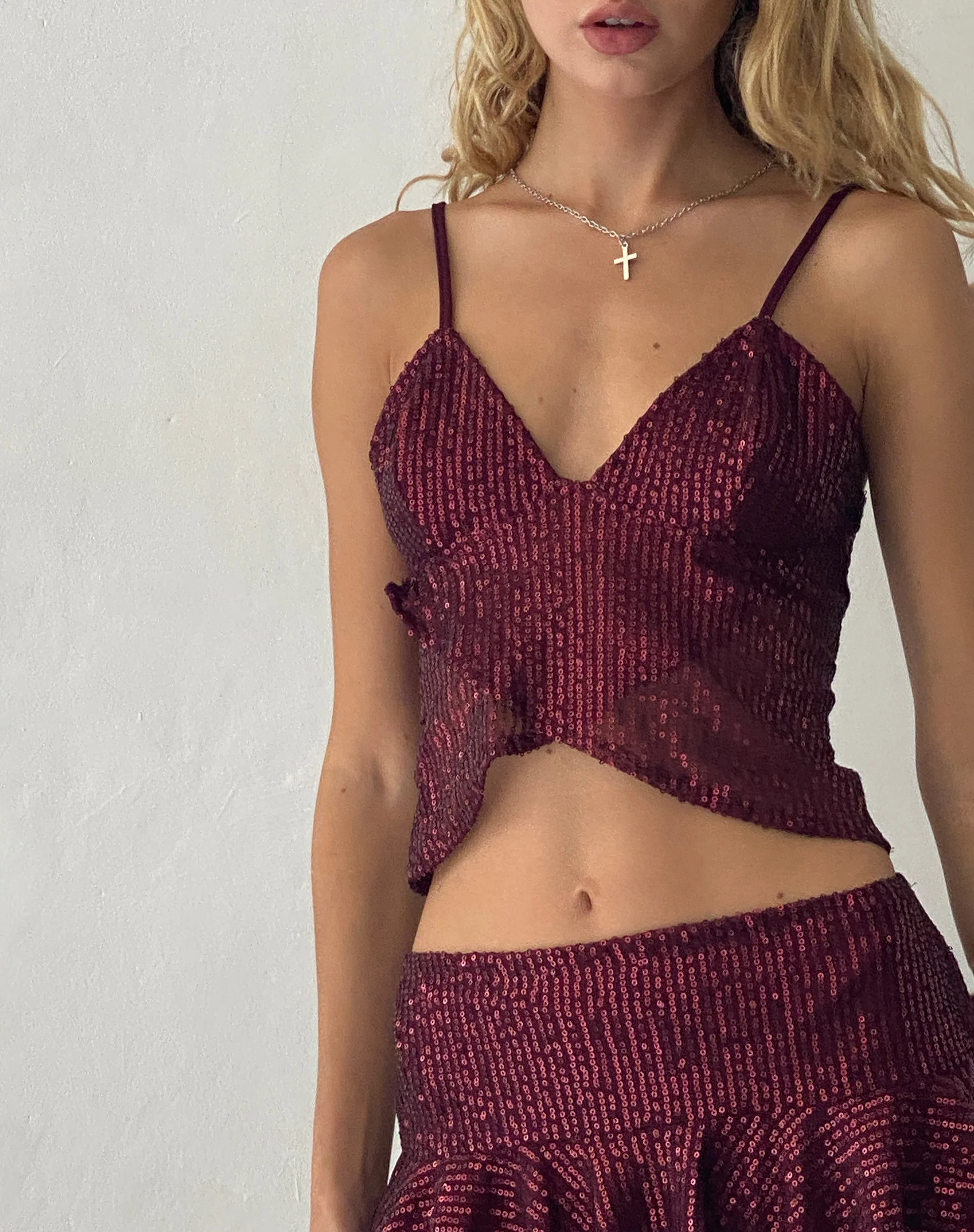 Cojira Butterfly Top in Sequin Burgundy - Image 2
