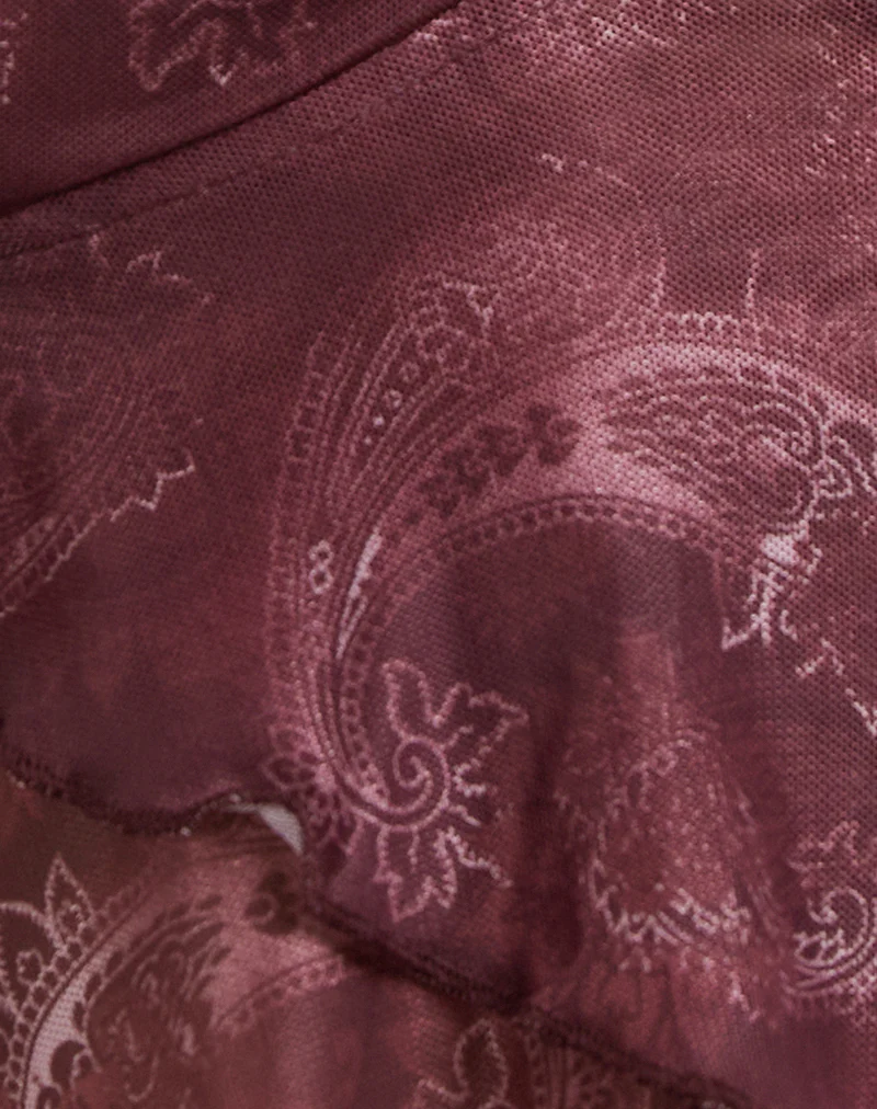 Cojira Top in Mesh Tonal Paisley Plum - Image 6