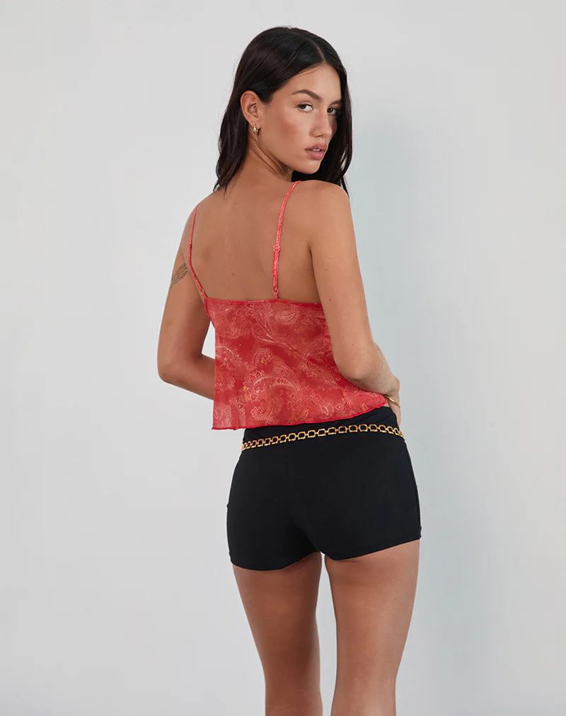 Cojira Mesh Butterfly Top in Tonal Paisley Red - Image 4
