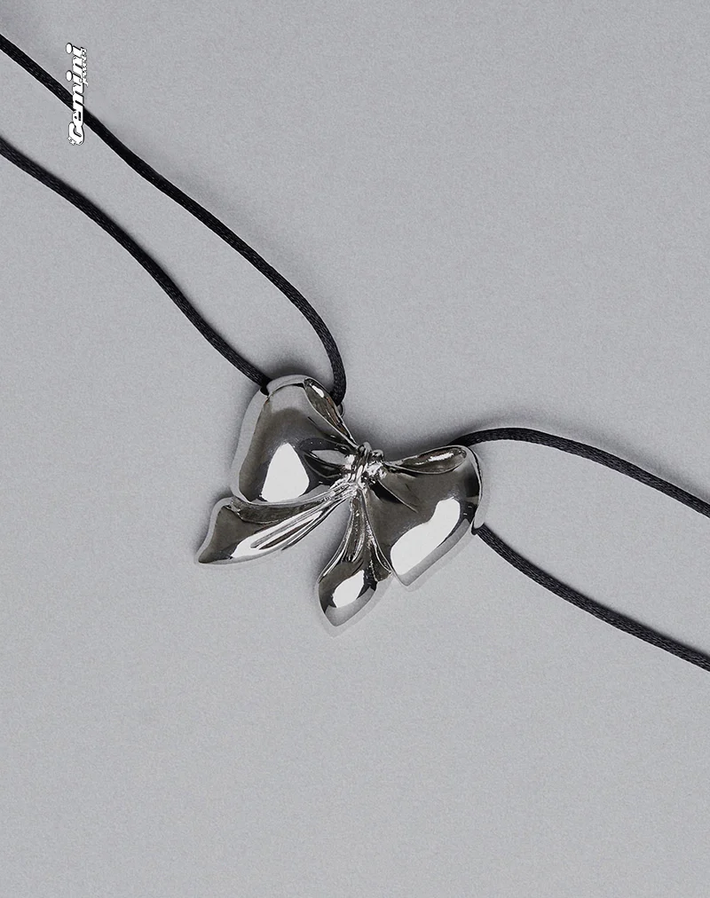 Colette Cord Big Bow Necklace by Gemini Jewels - Image 2