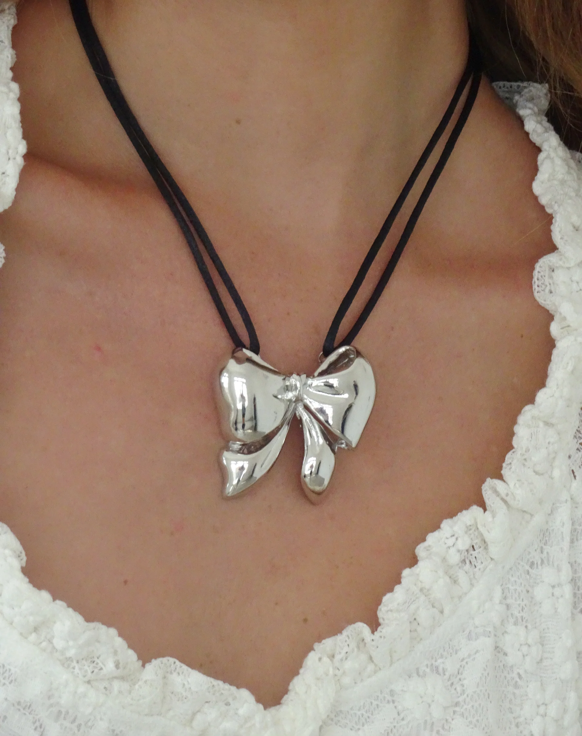 Colette Cord Big Bow Necklace by Gemini Jewels - Image 4