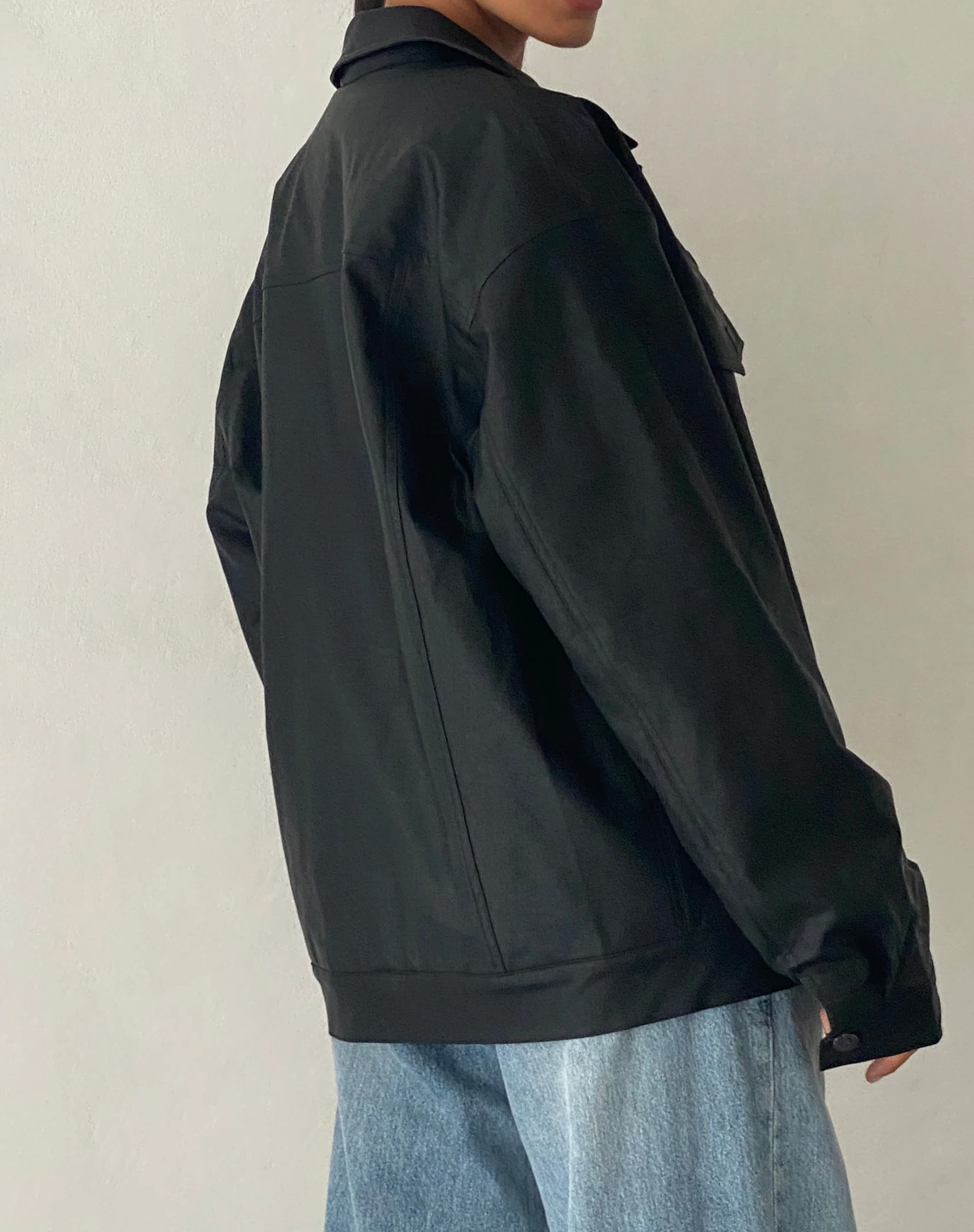 Colleen Oversized Jacket in PU Black - Image 4