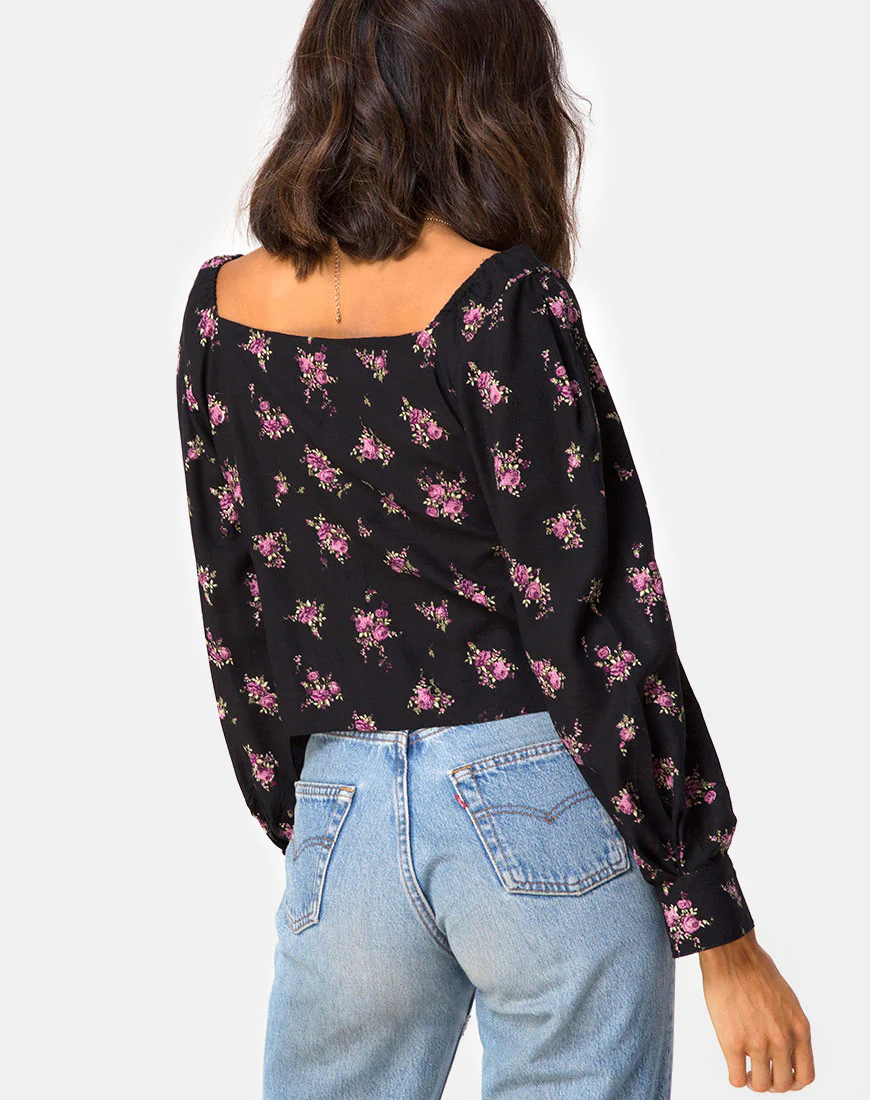 Conila Crop Blouse in Sohey Rose Black - Image 2