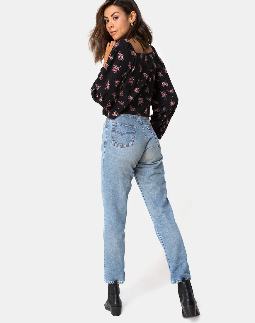 Conila Crop Blouse in Sohey Rose Black - Image 4