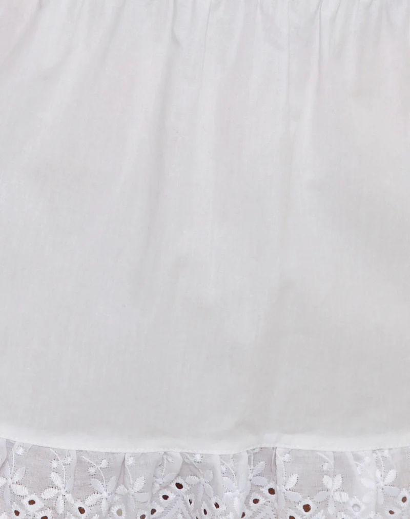 Corazon Mini Skirt in White with Lace - Image 6