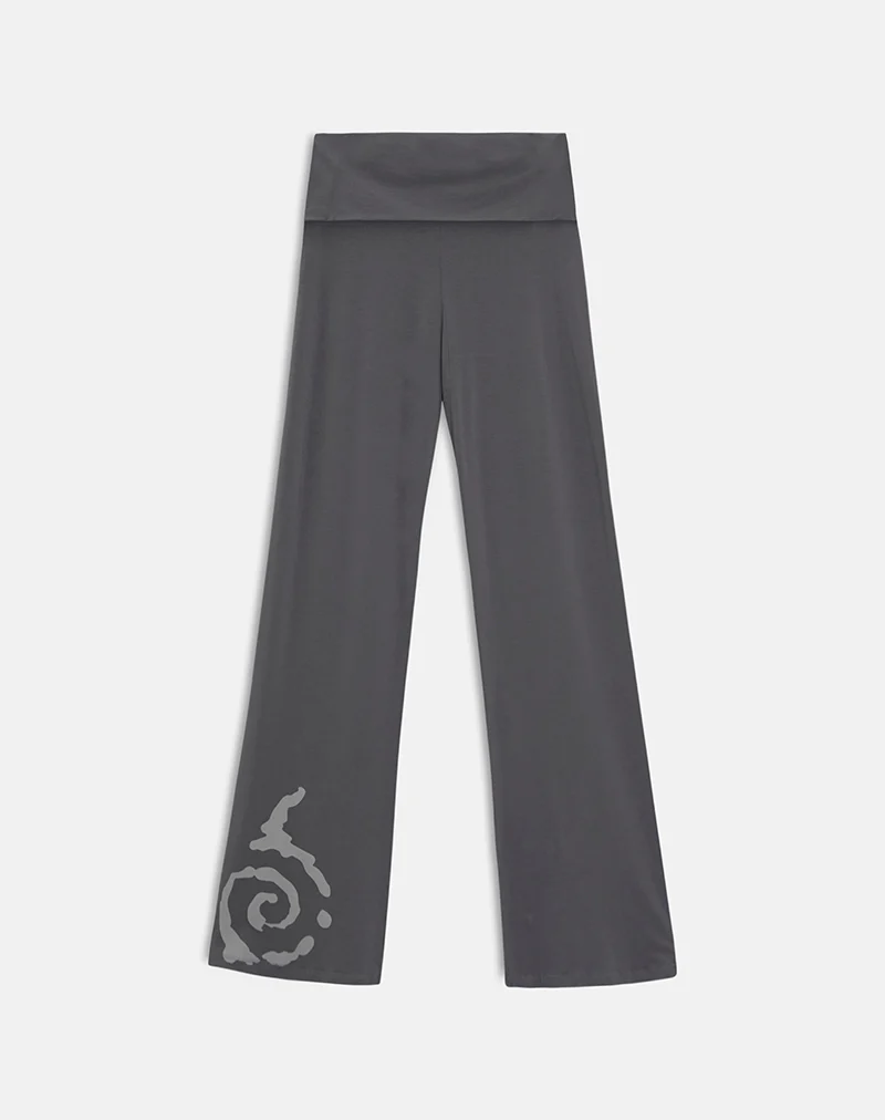 Coreta Foldover Trouser in Spiral Charcoal Grey - Image 6