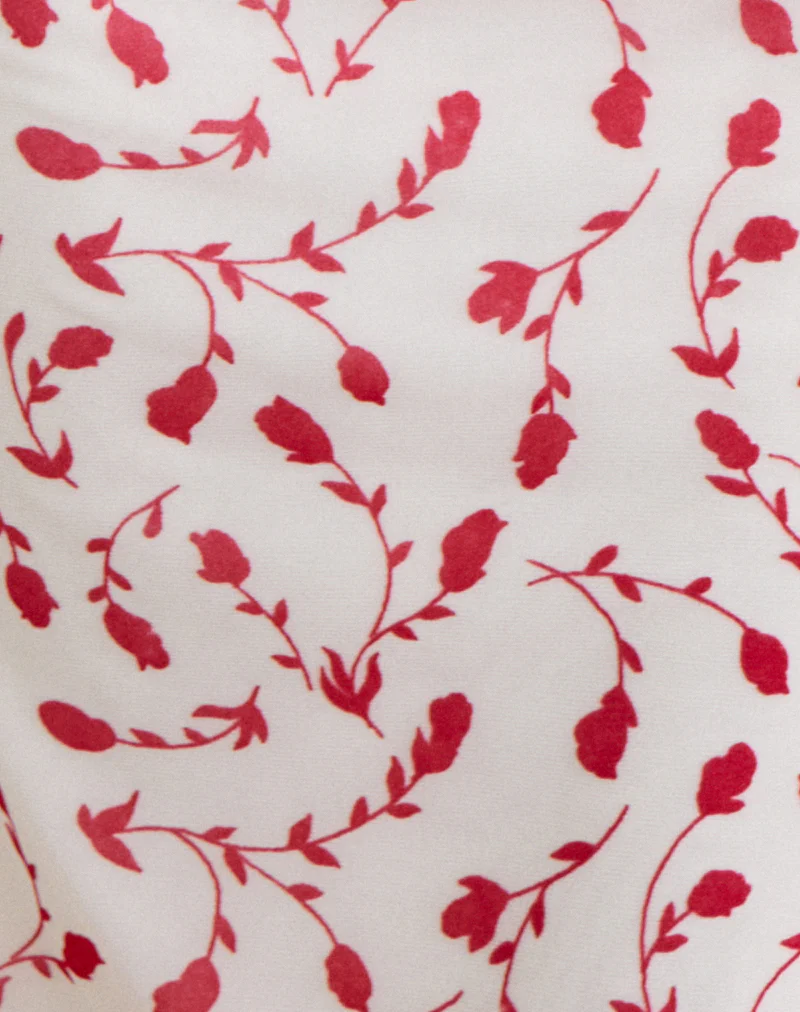 Corsita Top in Cream with Red Leafy Lily Flock - Image 6