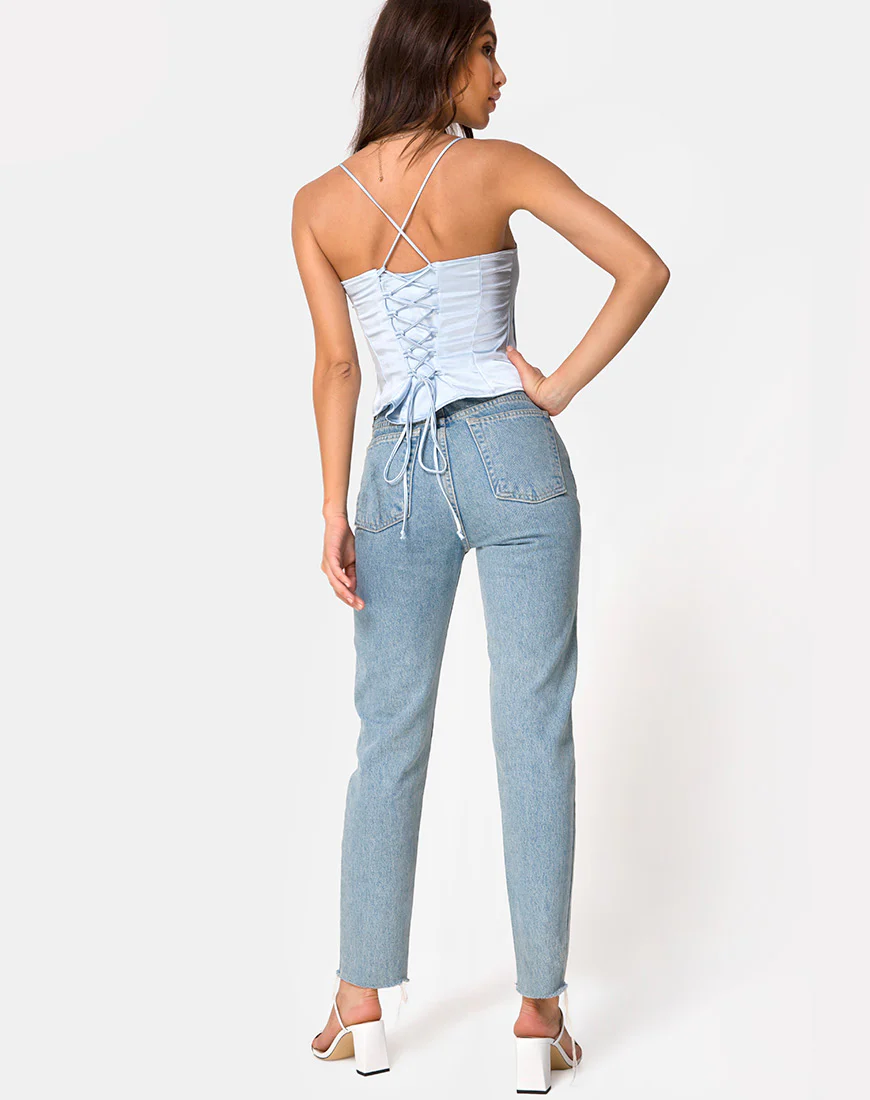 Cosey Top in Satin Powder Blue - Image 6