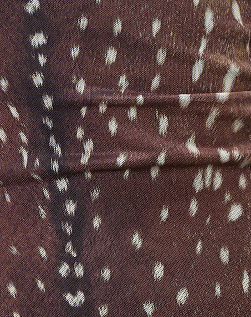 Cosimo Halterneck Top in Mesh Deer Print Brown - Image 7