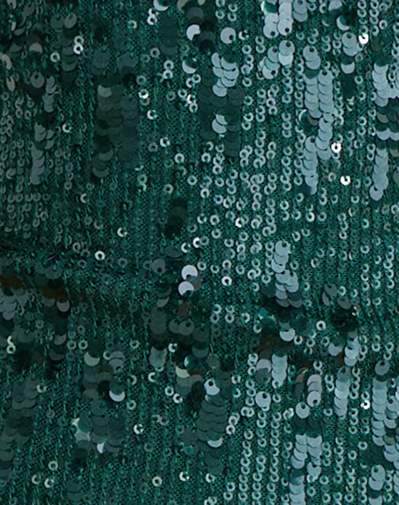 Cosio Halter Top in Mix Sequin Dark Green - Image 5