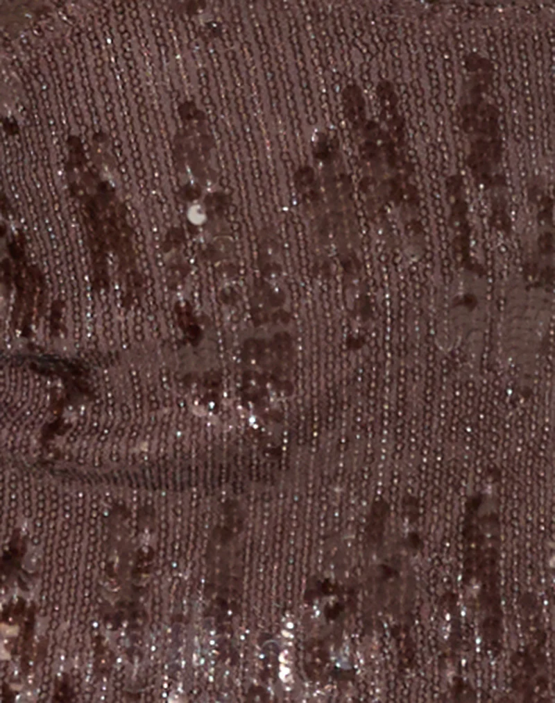 Cosio Halterneck Top in Mixed Sequin Brown - Image 6