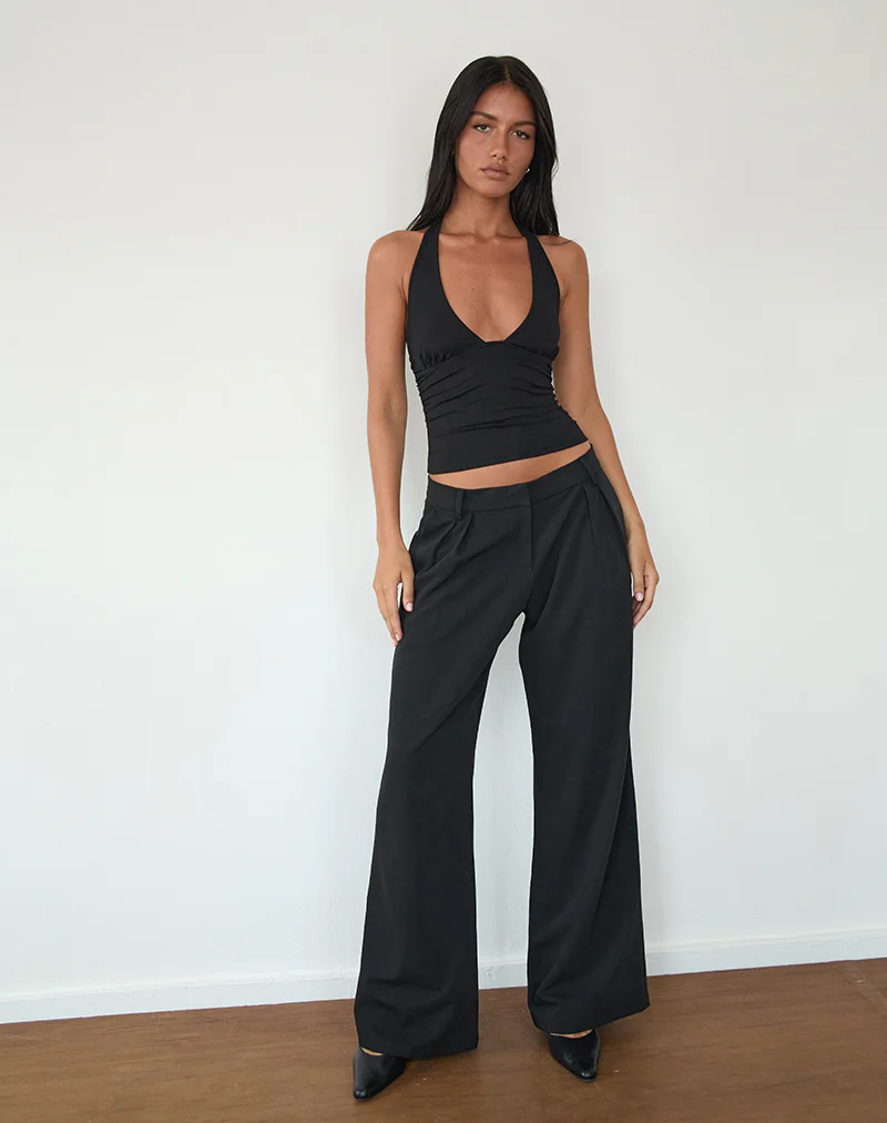 Cosmo Halterneck Top in Jersey Black - Image 4