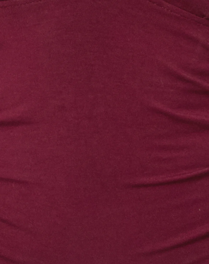 Cosmo Halterneck Top in Jersey Burgundy - Image 6