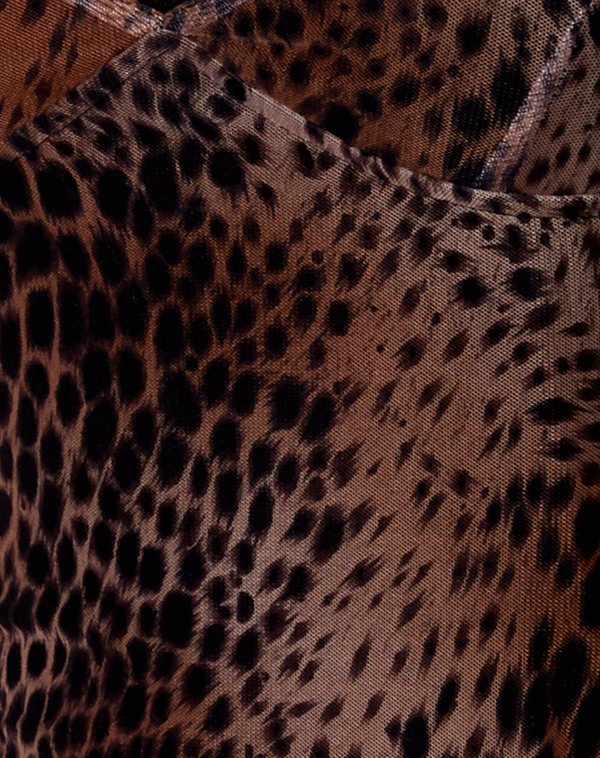 Coti Bodycon Dress in Gradient Cheetah Brown with Lace - Image 7