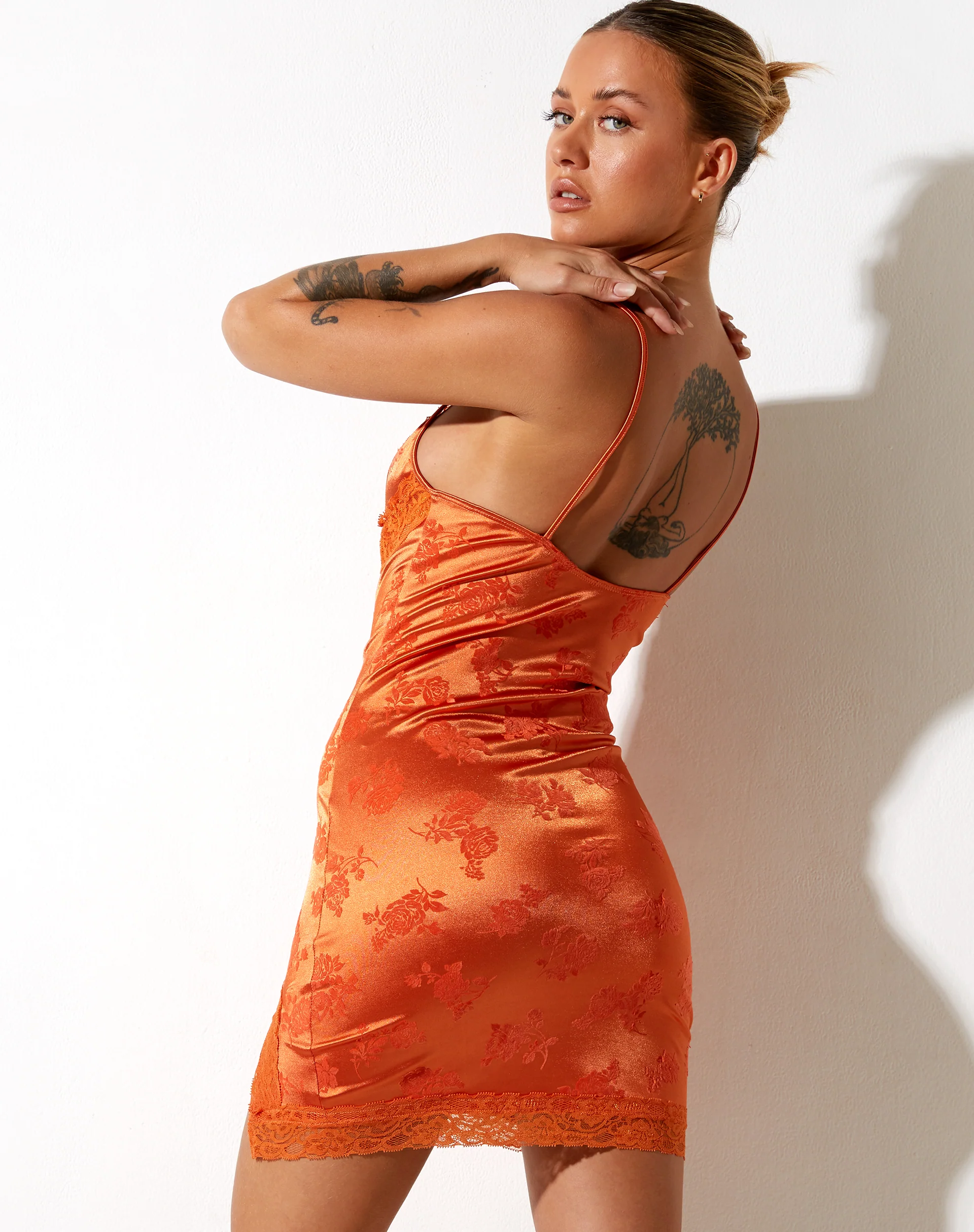Coti Bodycon Dress in Rose Flock Tangerine - Image 2