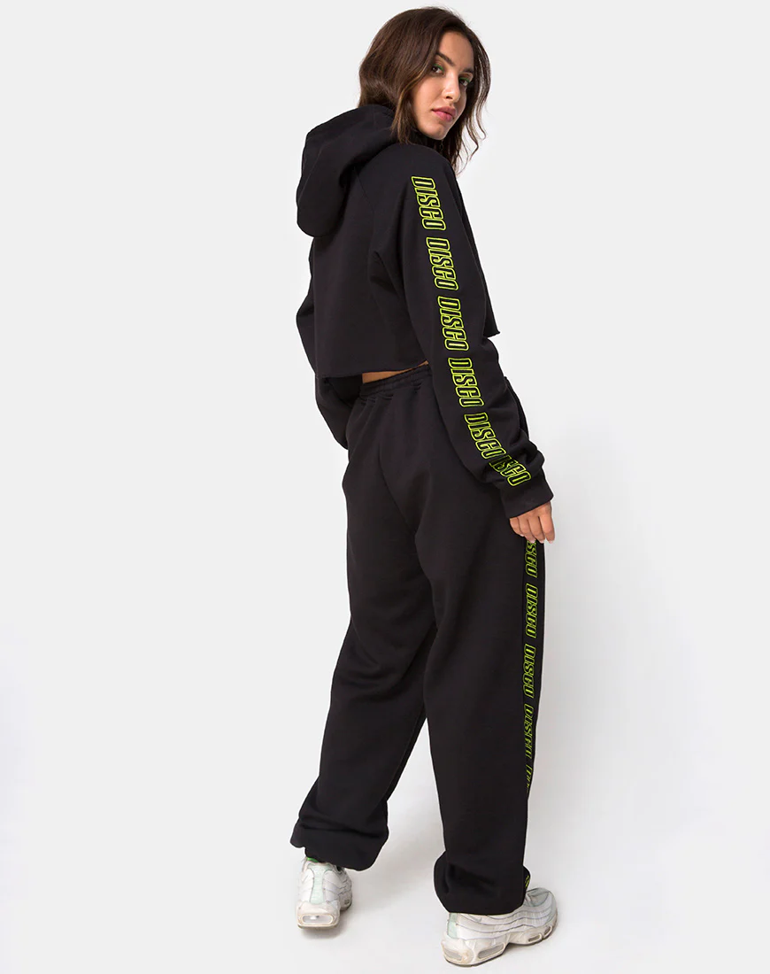 Cropped Black Hoodie in Disco Embro - Image 5