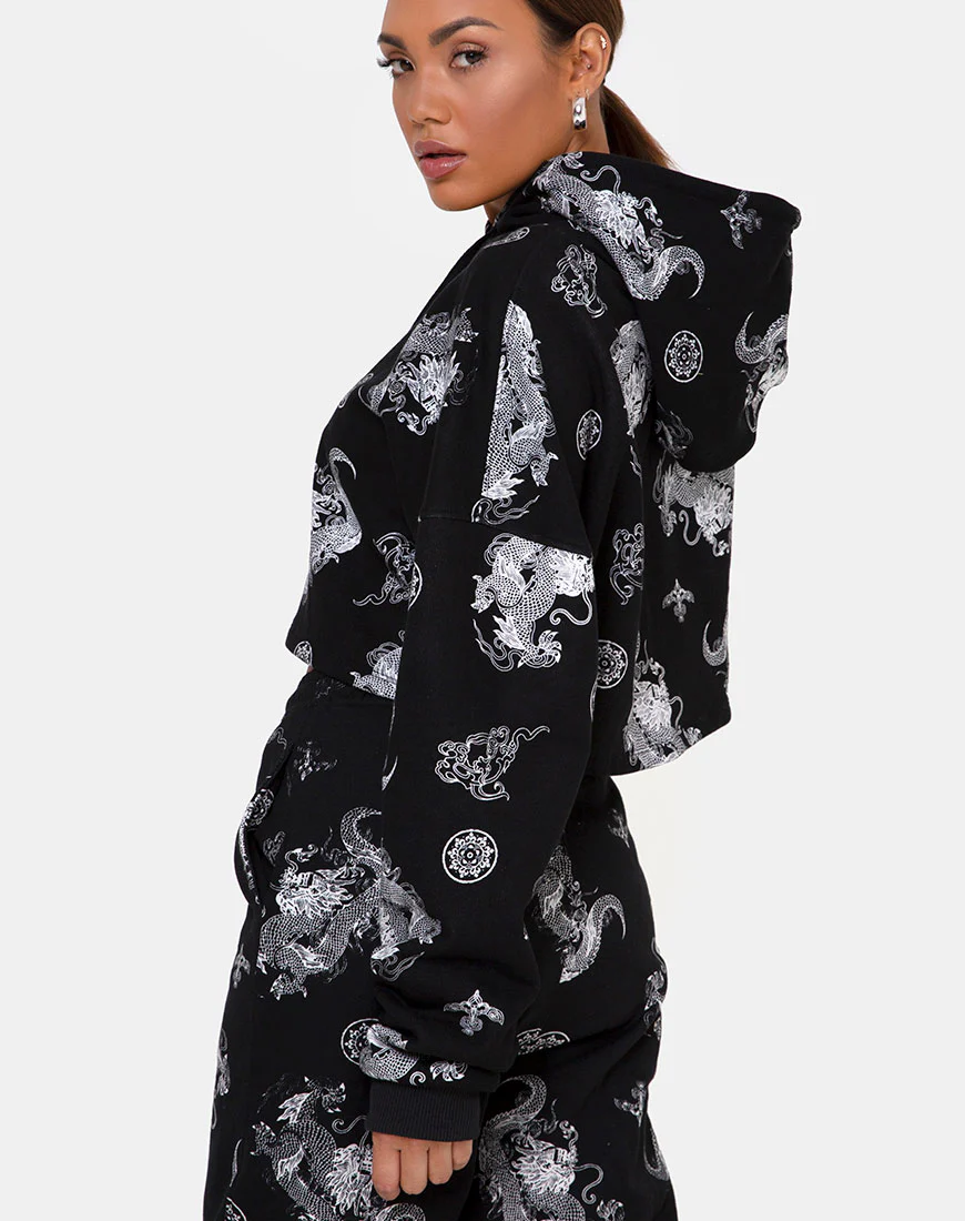Roky Cropped Hoody in Dragon Black - Image 2