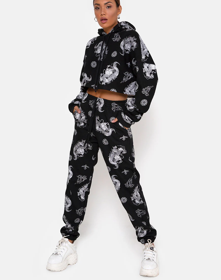 Roky Cropped Hoody in Dragon Black - Image 3