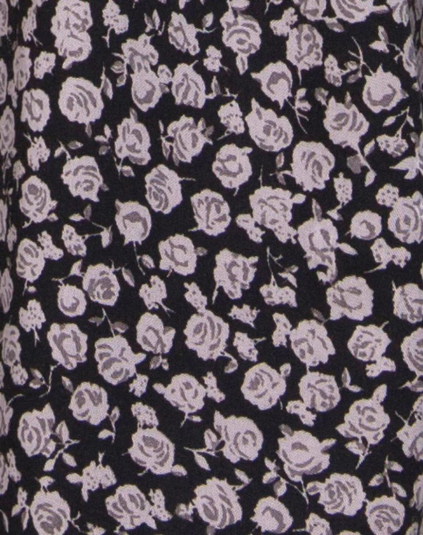 Crosena Swing Dress in Ditsy Rose Black - Image 5