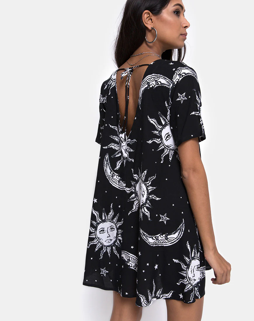 Crosena Swing Dress in Oversize Sun Moon and Stars - Image 2