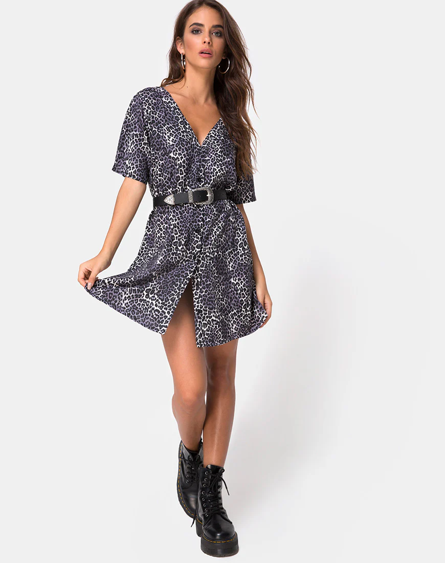 Crosena Swing Dress in Rar Leopard Grey - Image 3